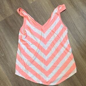 Maurices Coral and White Chevron Tank Top
